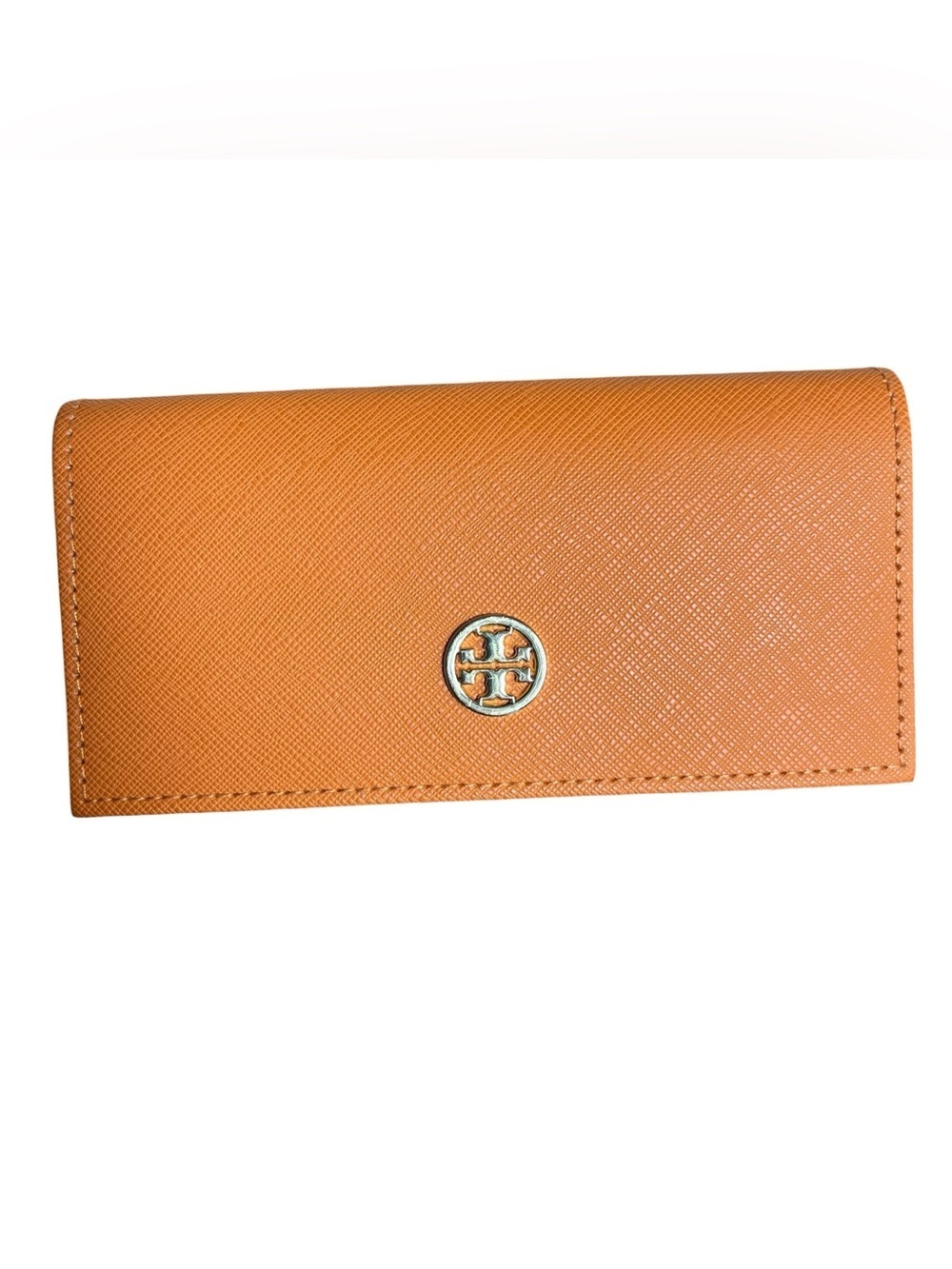 Tory Burch Orange Saffiano Leather Sunglasses Case Eyeglasses Case Travel Bag